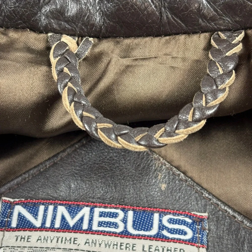 VTG. Nimbus Gant Leather Jacket Men 42 Brown Bomber Flight‎ Heritage Retro RARE
